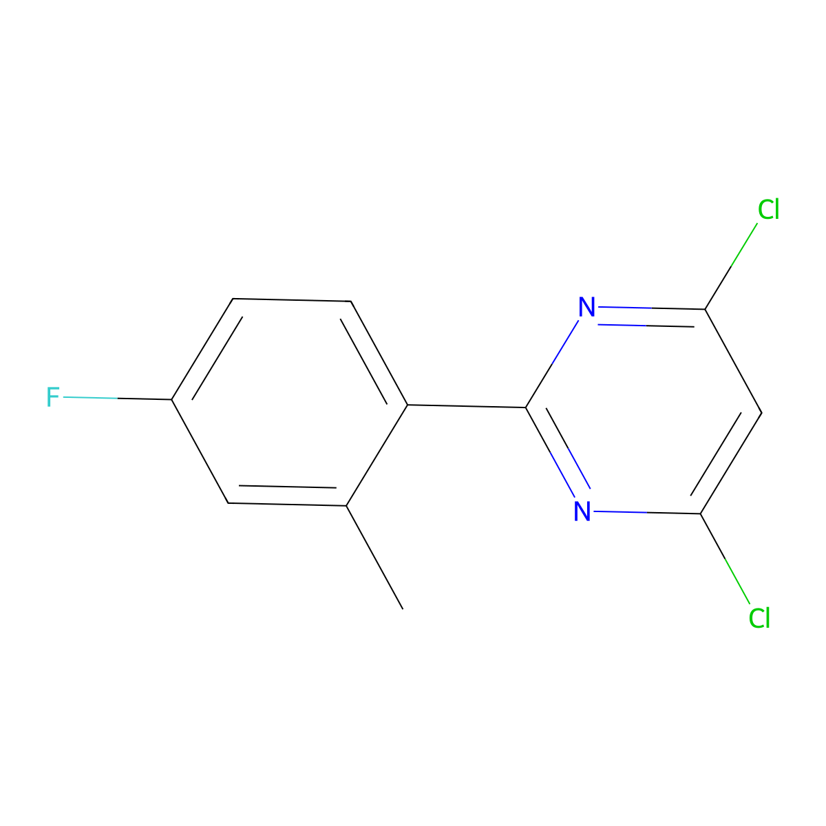 4,6-Dichloro-2-(2-methyl-4-fluorophenyl)pyrimidine molecular structure, CAS 1353854-26-8