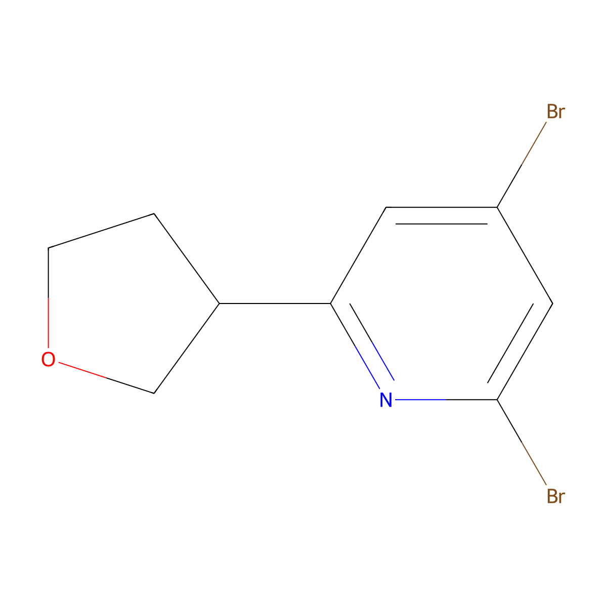 2,4-Dibromo-6-(3-tetrahydrofuranyl)pyridine molecular structure, CAS 1353854-31-5