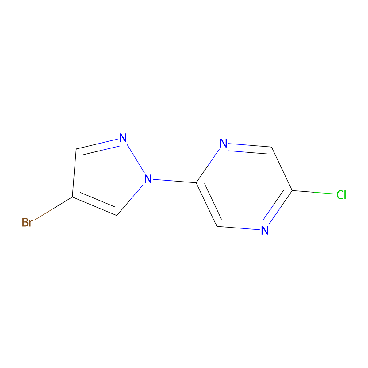 2-(4-bromo-1H-pyrazol-1-yl)-5-chloropyrazine molecular structure, CAS 1353854-32-6