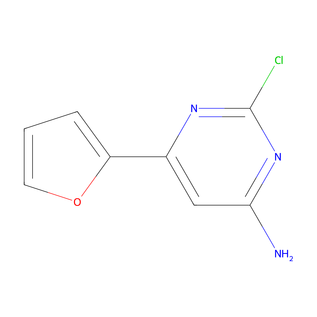 2-Chloro-4-amino-6-(2-furyl)pyrimidine molecular structure, CAS 1353854-34-8