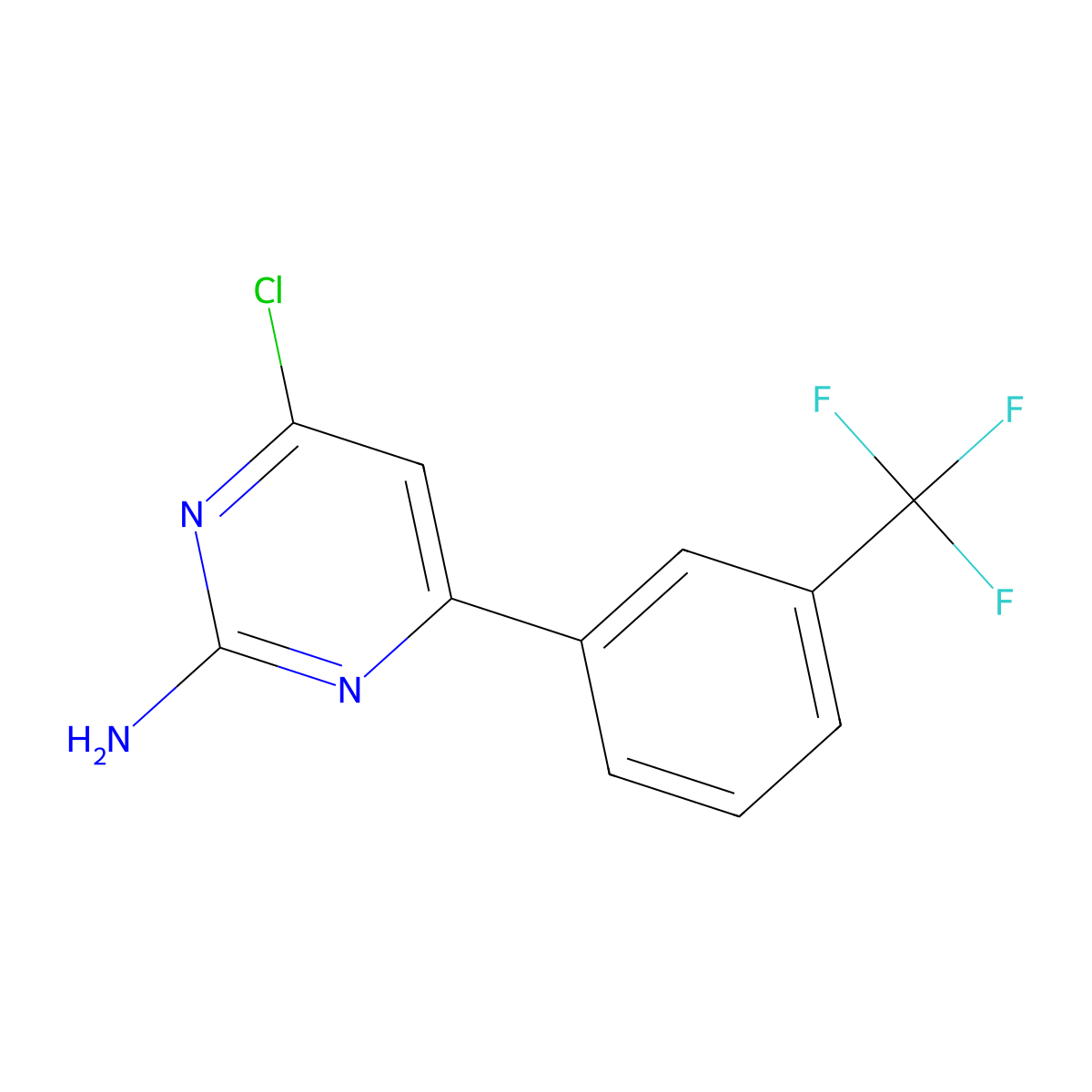 4-Chloro-6-(3-(trifluoromethyl)phenyl)pyrimidin-2-amine molecular structure, CAS 1353854-42-8