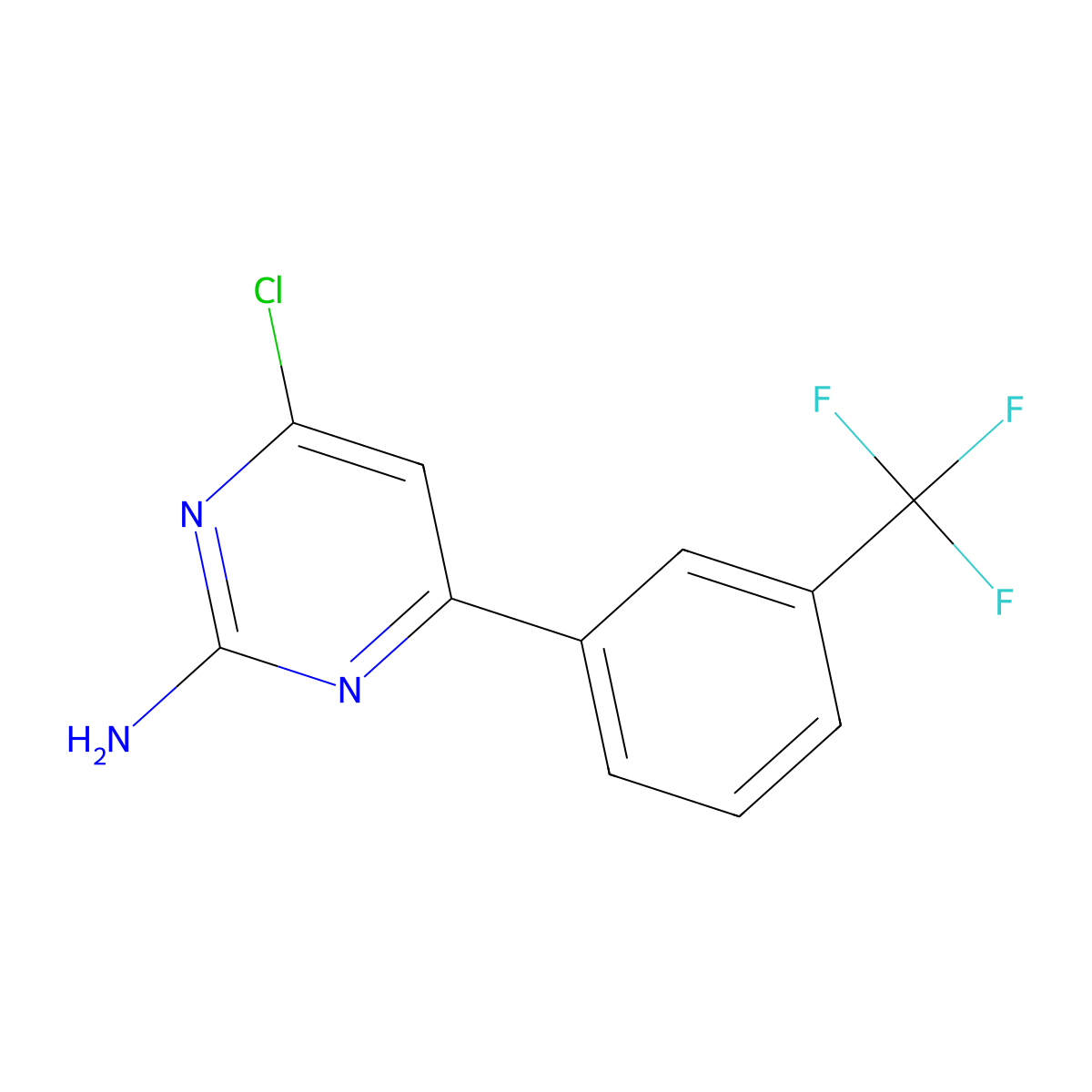 4-Chloro-6-(3-(trifluoromethyl)phenyl)pyrimidin-2-amine molecular structure, CAS 1353854-42-8