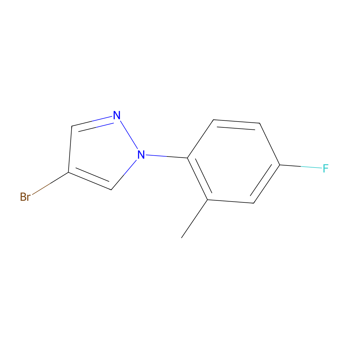 4-Bromo-1-(2-methyl-4-fluorophenyl)pyrazole molecular structure, CAS 1353854-43-9