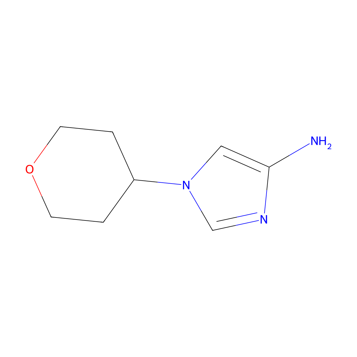 1-(Tetrahydro-2h-pyran-4-yl)-1h-imidazol-4-amine molecular structure, CAS 1353854-46-2