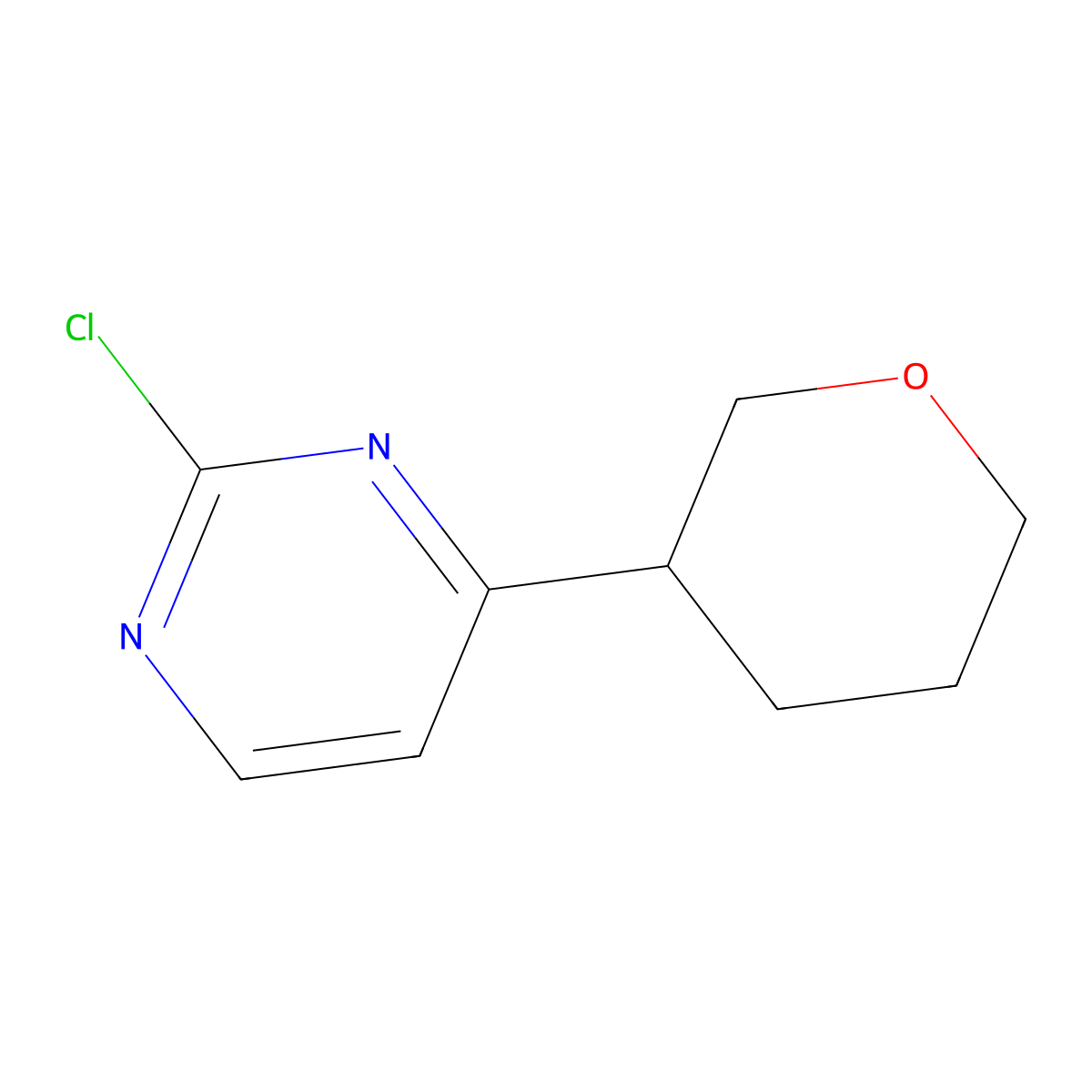 2-Chloro-4-(oxan-3-yl)pyrimidine molecular structure, CAS 1353854-50-8