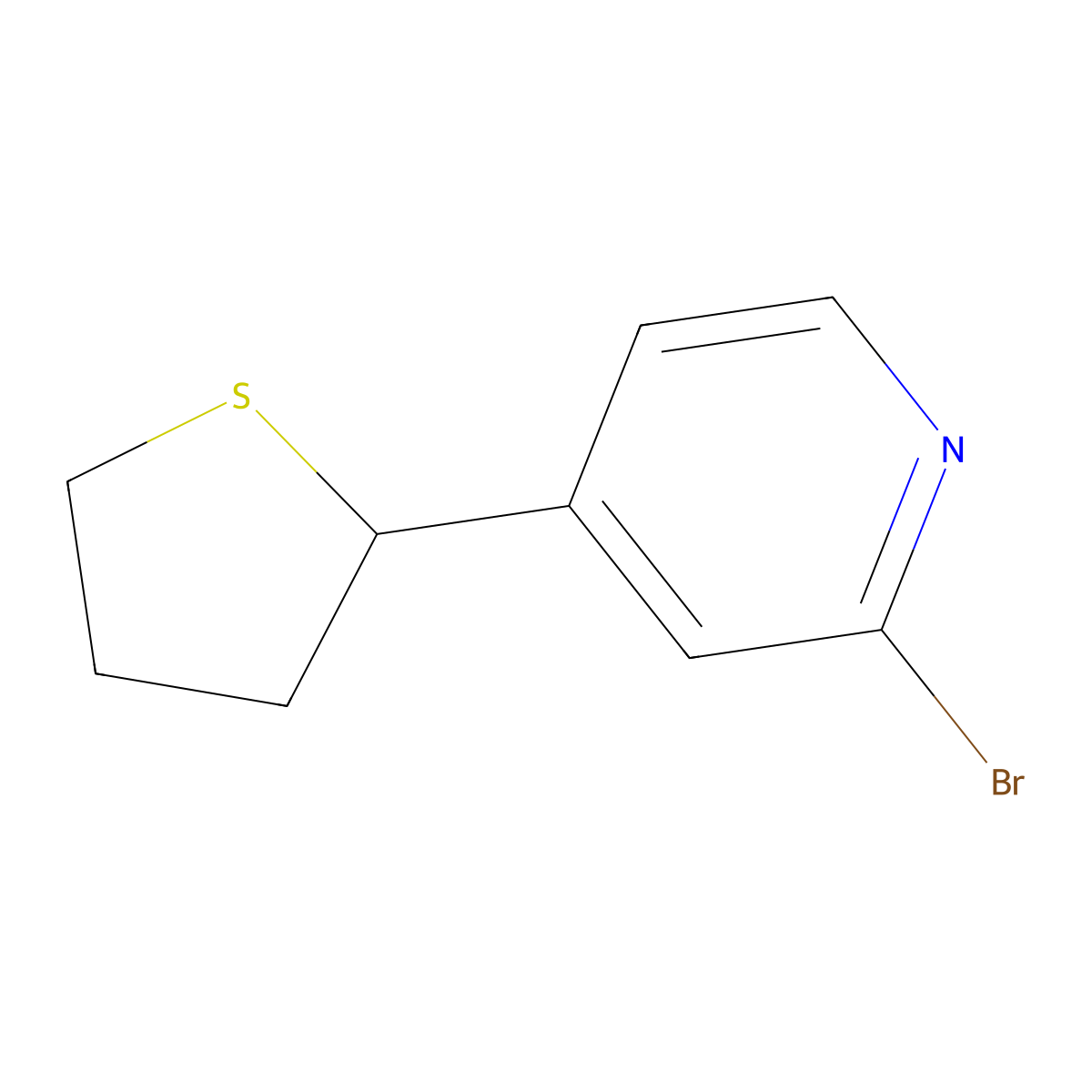 2-Bromo-4-(tetrahydrothiophen-2-yl)pyridine molecular structure, CAS 1353854-55-3