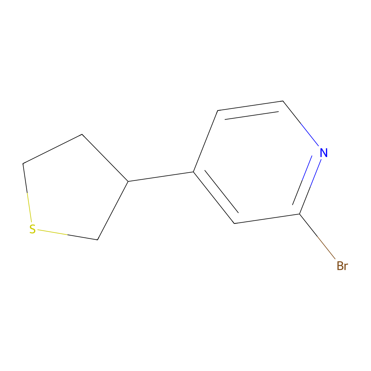 2-Bromo-4-(tetrahydrothiophen-3-yl)pyridine molecular structure, CAS 1353854-60-0