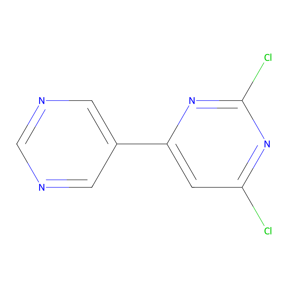 2,4-Dichloro-6-(5-pyrimidyl)pyrimidine molecular structure, CAS 1353854-64-4