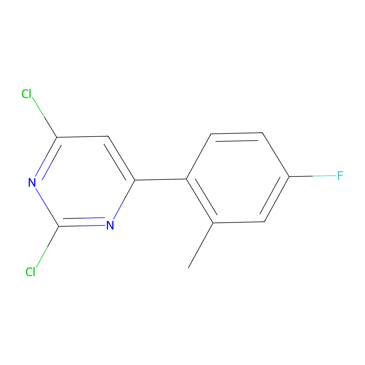 2,4-Dichloro-6-(2-methyl-4-fluorophenyl)pyrimidine molecular structure, CAS 1353854-65-5