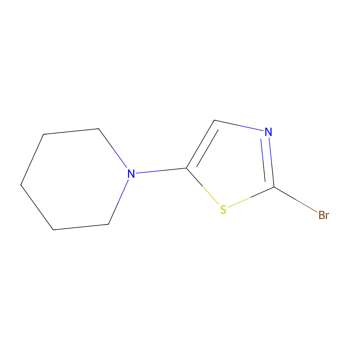 2-Bromo-5-piperidinothiazole molecular structure, CAS 1353854-69-9