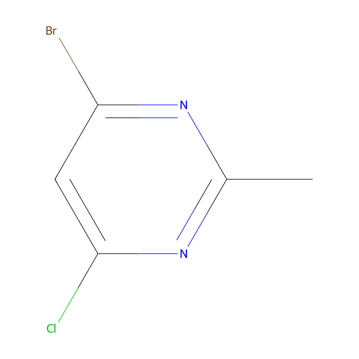 4-Bromo-6-chloro-2-methylpyrimidine molecular structure, CAS 1353854-88-2