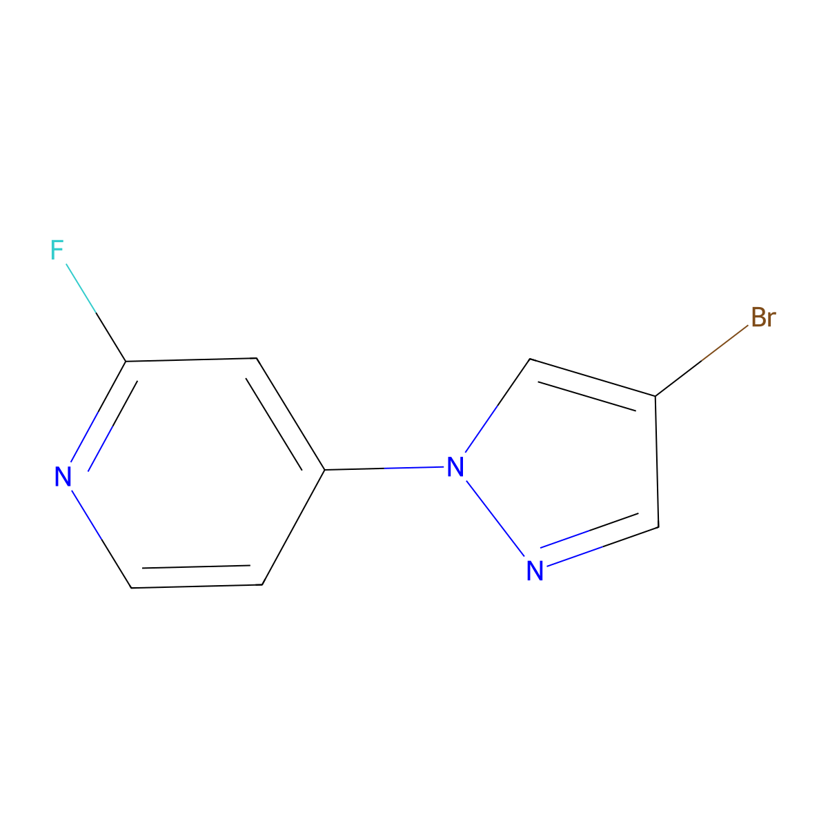 4-Bromo-1-(2-fluoro-4-pyridyl)pyrazole molecular structure, CAS 1353854-89-3
