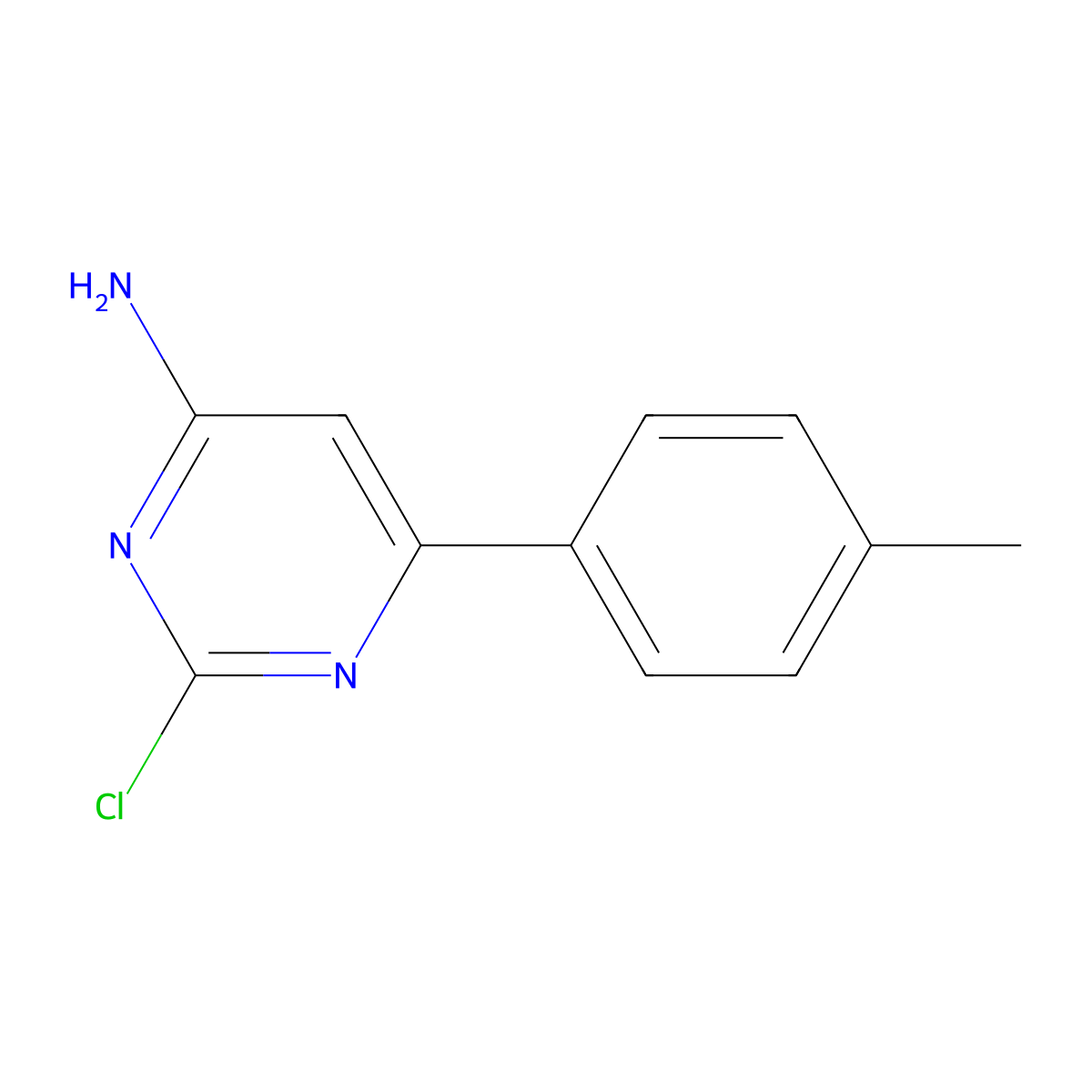 2-Chloro-4-amino-6-(4-tolyl)pyrimidine molecular structure, CAS 1353854-92-8