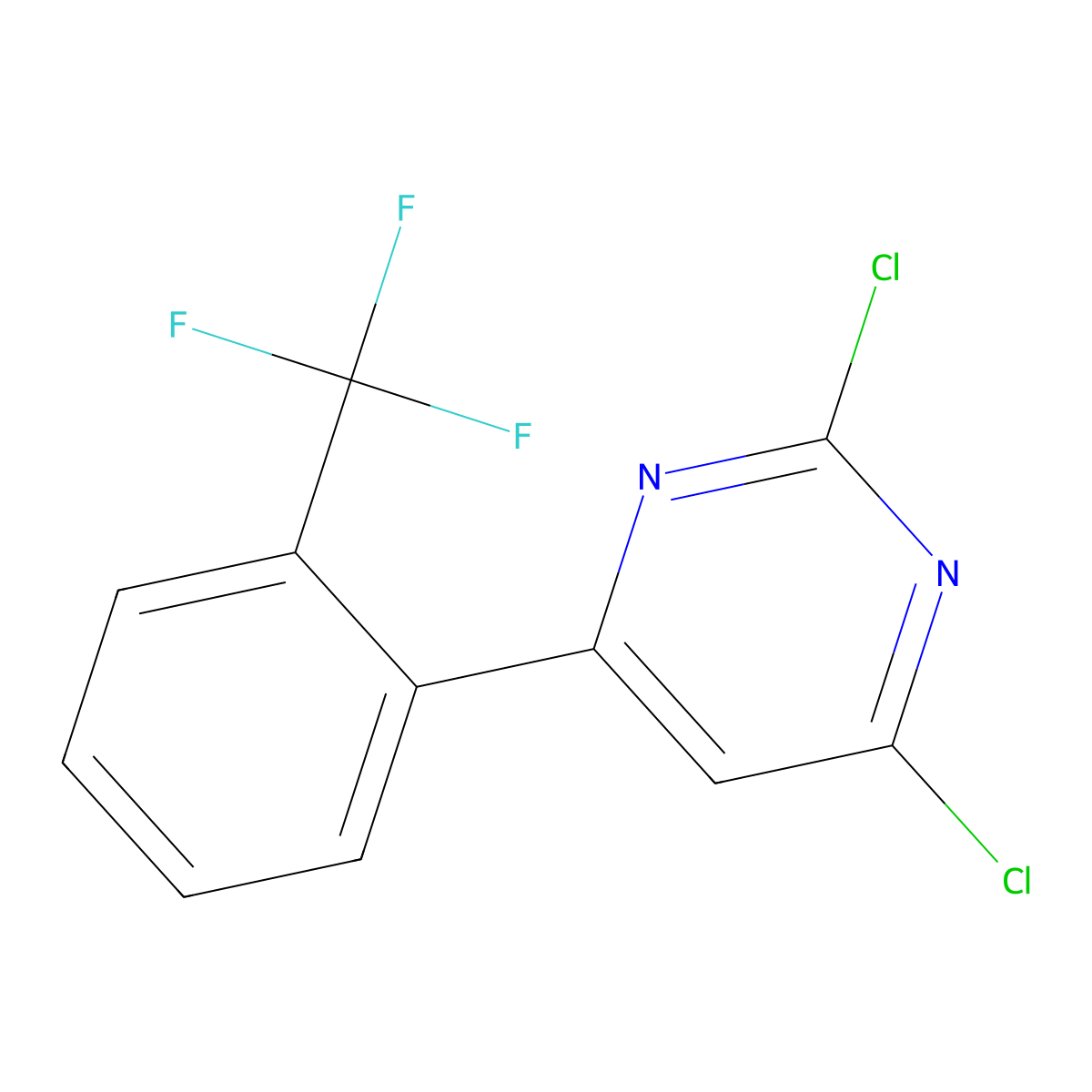 2,4-Dichloro-6-(2-trifluoromethylphenyl)pyrimidine molecular structure, CAS 1353855-01-2