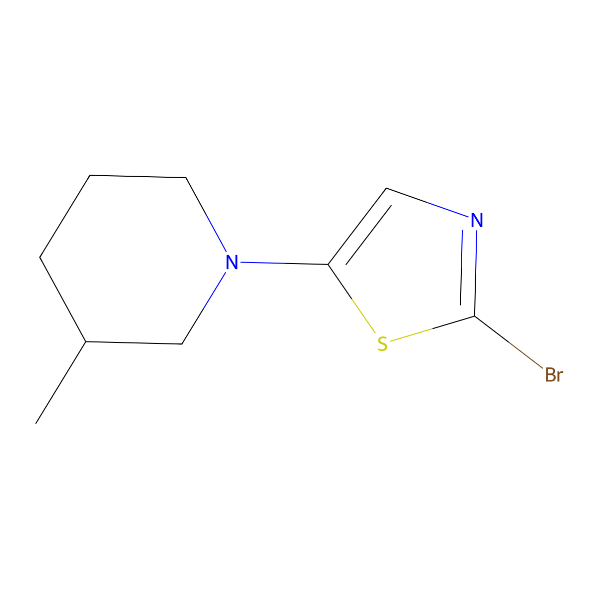 2-Bromo-5-(3-methylpiperidin-1-yl)thiazole molecular structure, CAS 1353855-20-5