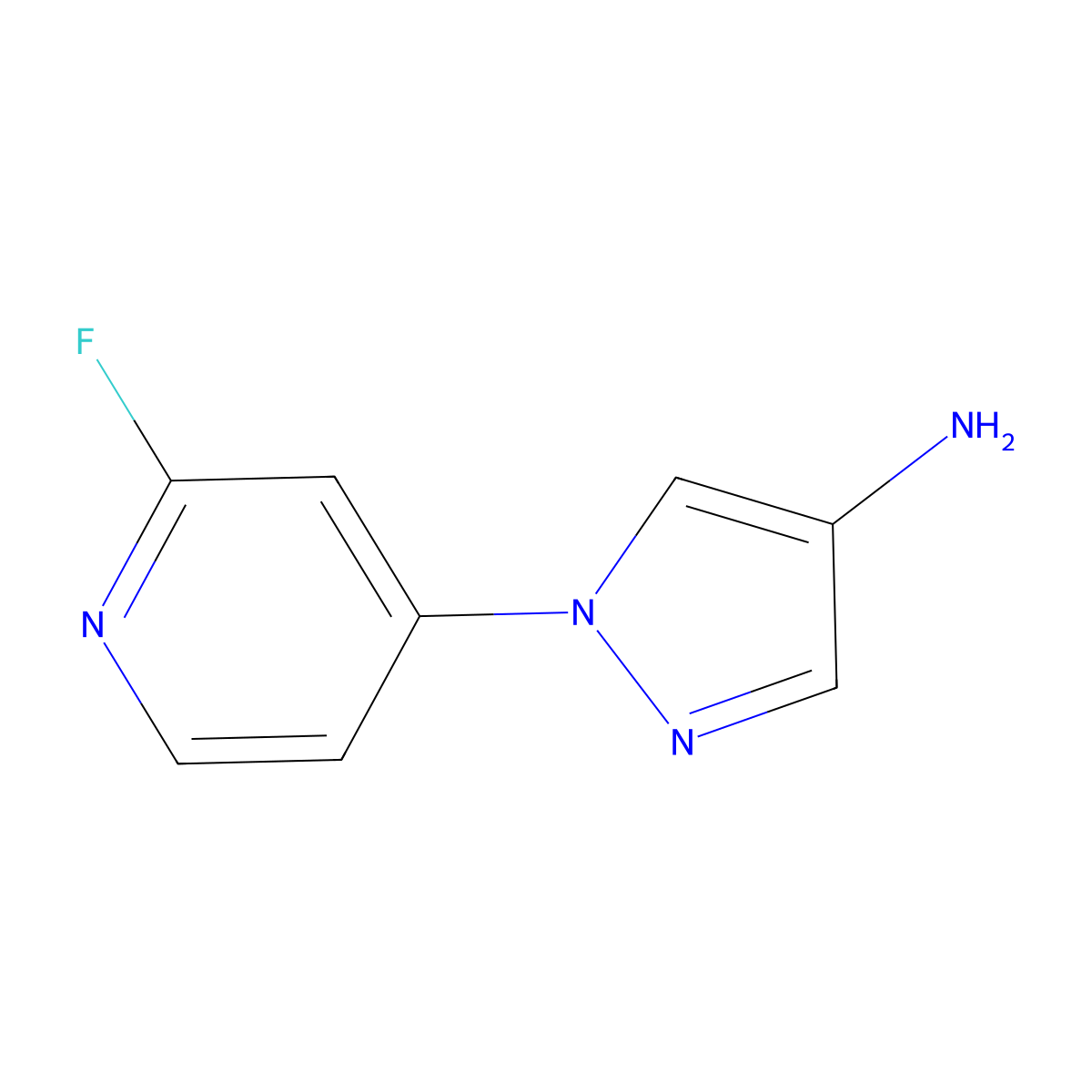 1-(2-fluoropyridin-4-yl)-1H-pyrazol-4-amine molecular structure, CAS 1353855-31-8