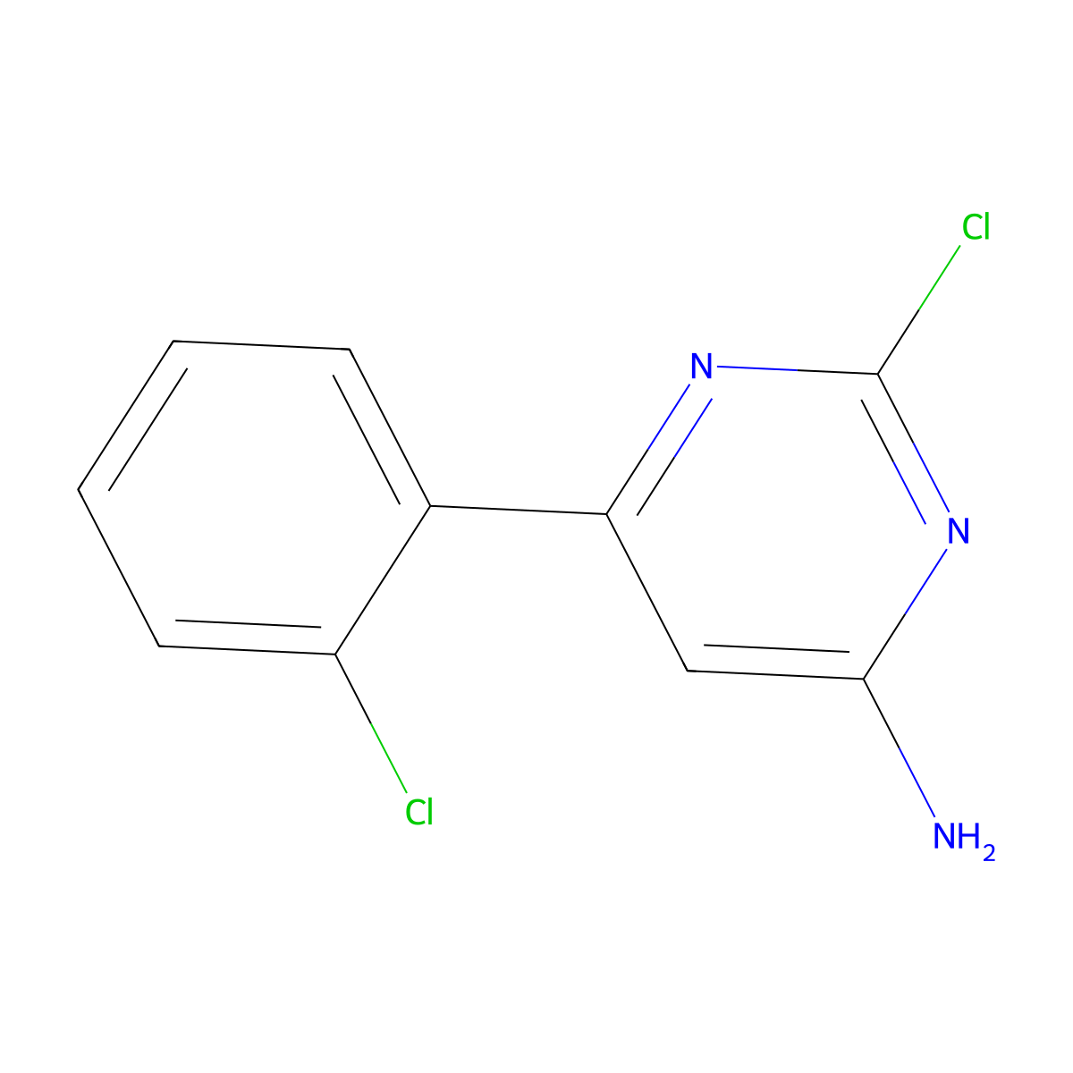 2-Chloro-4-amino-6-(2-chlorophenyl)pyrimidine molecular structure, CAS 1353855-36-3
