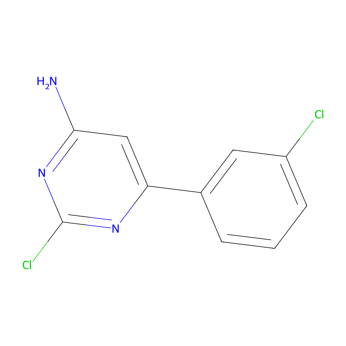 2-Chloro-4-amino-6-(3-chlorophenyl)pyrimidine molecular structure, CAS 1353855-39-6