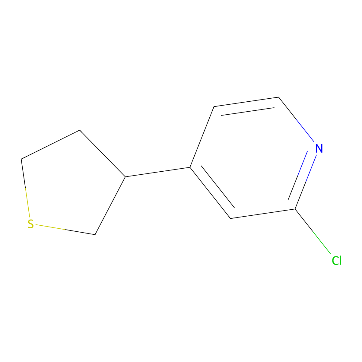 2-Chloro-4-(tetrahydrothiophen-3-yl)pyridine molecular structure, CAS 1353855-42-1
