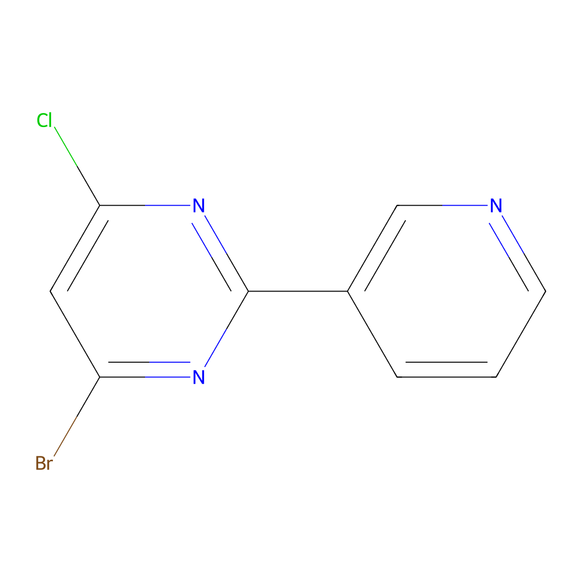 4-Chloro-6-bromo-2-(3-pyridyl)pyrimidine molecular structure, CAS 1353855-50-1