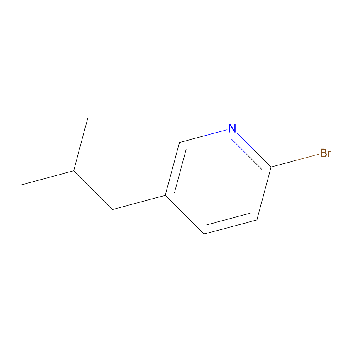 2-Bromo-5-isobutylpyridine molecular structure, CAS 1353855-55-6