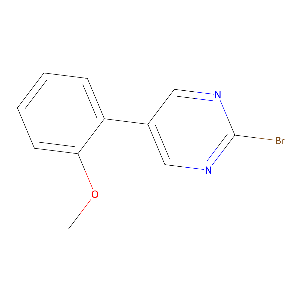 2-Bromo-5-(2-methoxyphenyl)pyrimidine molecular structure, CAS 1353855-59-0