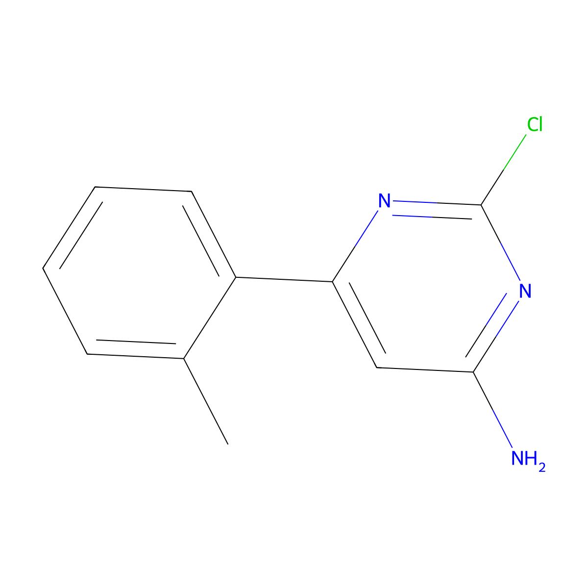 2-Chloro-4-amino-6-(2-tolyl)pyrimidine molecular structure, CAS 1353855-64-7