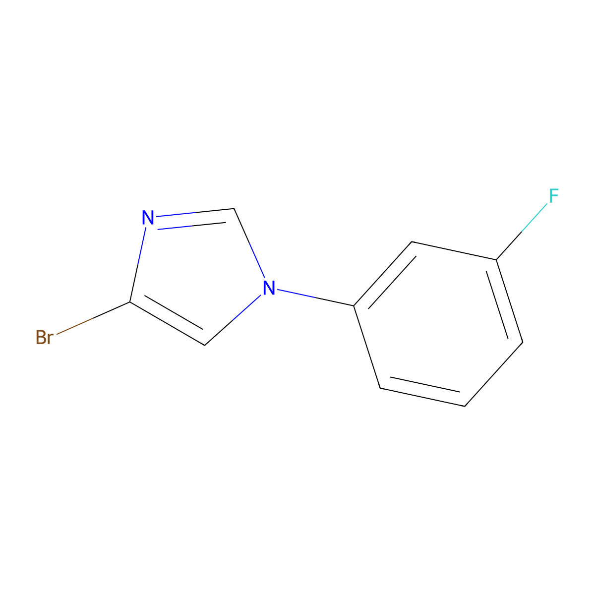 4-bromo-1-(3-fluorophenyl)-1H-imidazole molecular structure, CAS 1353855-68-1