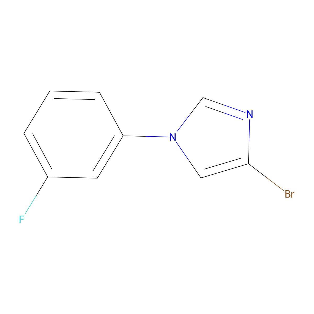 4-bromo-1-(3-fluorophenyl)-1H-imidazole molecular structure, CAS 1353855-68-1