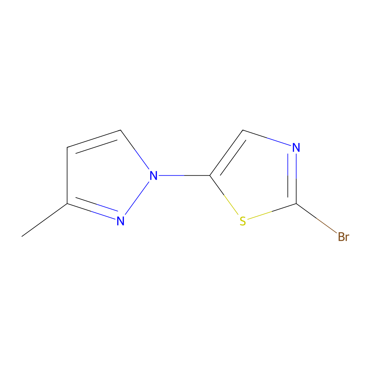 2-Bromo-5-(3-methyl-1H-pyrazol-1-yl)thiazole molecular structure, CAS 1353855-87-4