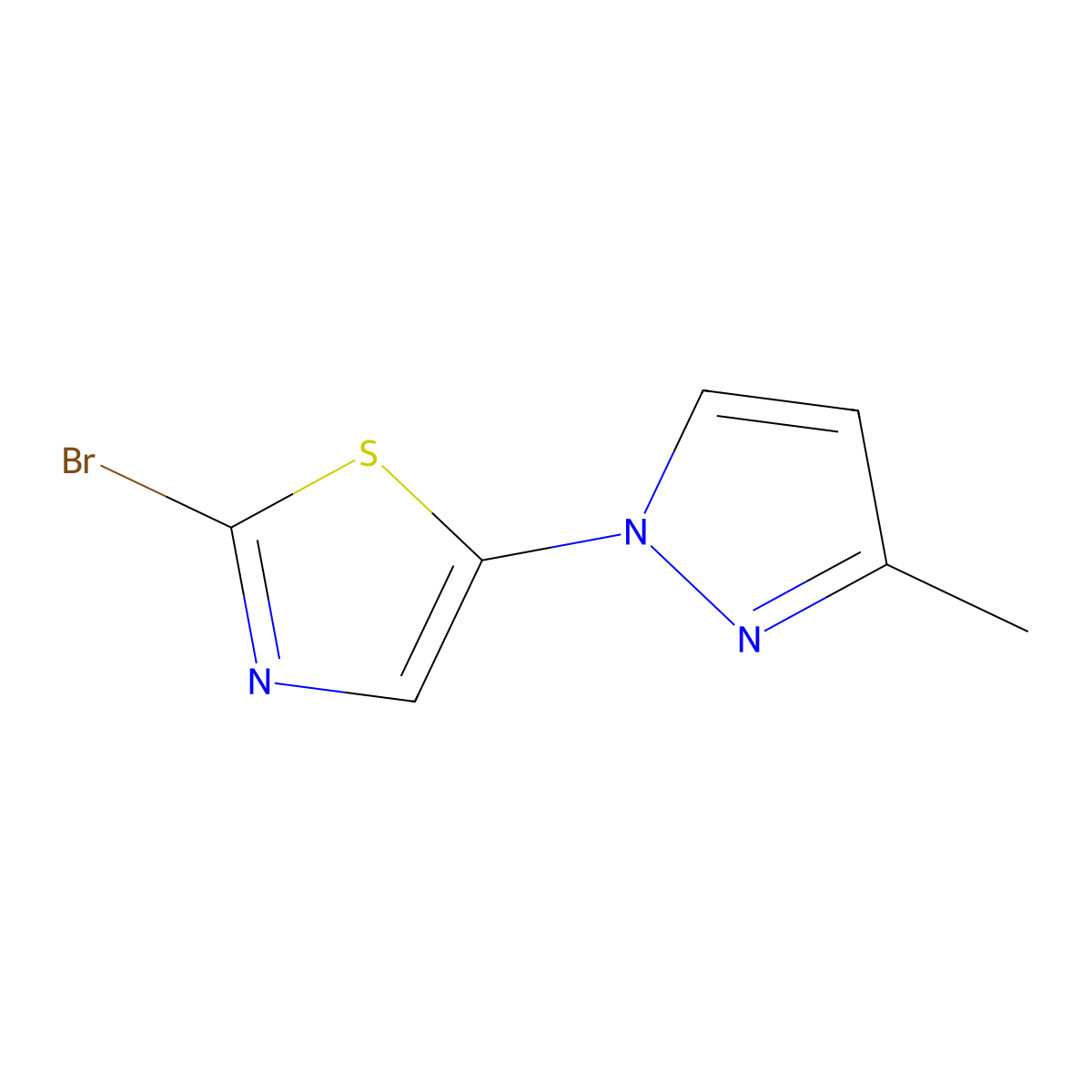 2-Bromo-5-(3-methyl-1H-pyrazol-1-yl)thiazole molecular structure, CAS 1353855-87-4
