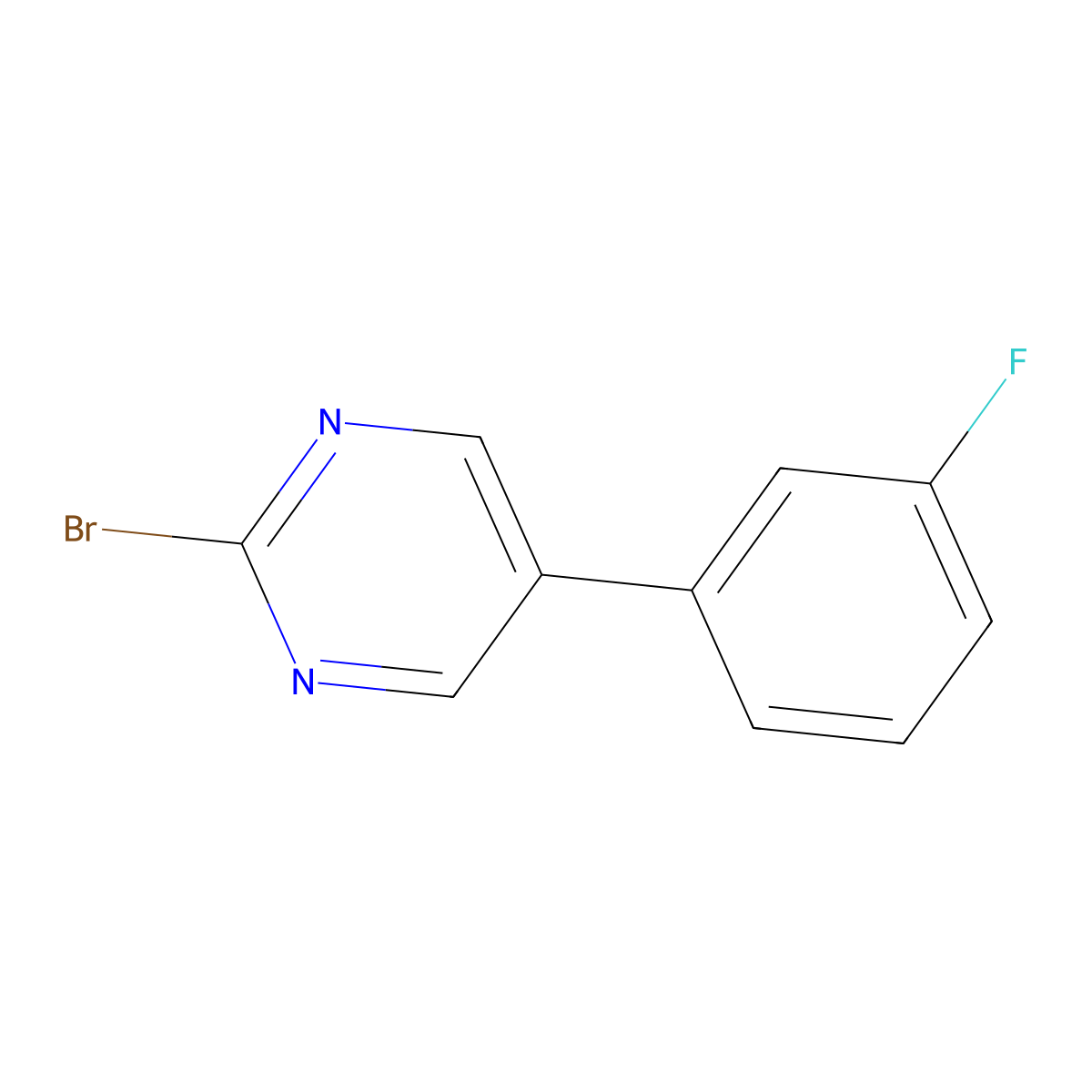 2-Bromo-5-(3-fluorophenyl)pyrimidine molecular structure, CAS 1353855-95-4