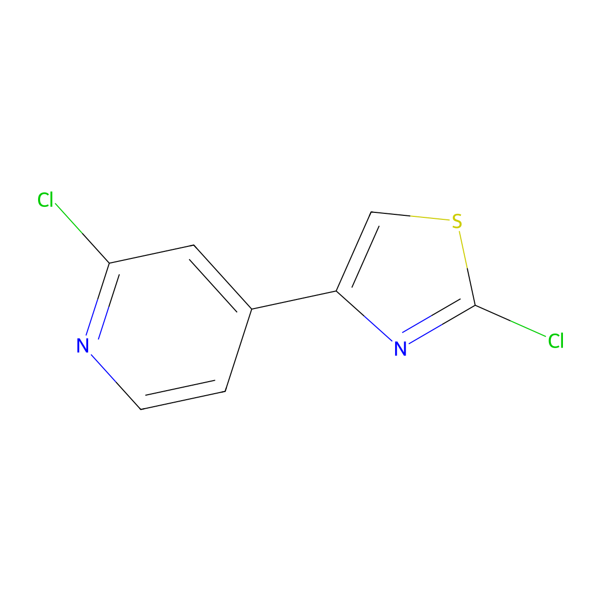 2-Chloro-4-(2-chloro-4-thiazolyl)pyridine molecular structure, CAS 1353855-97-6