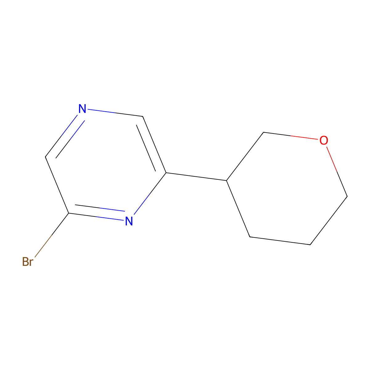 2-Bromo-6-(oxan-3-yl)pyrazine molecular structure, CAS 1353856-00-4