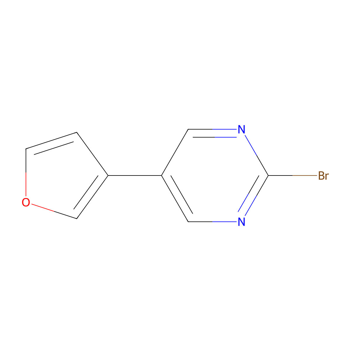 2-Bromo-5-(3-furyl)pyrimidine molecular structure, CAS 1353856-01-5