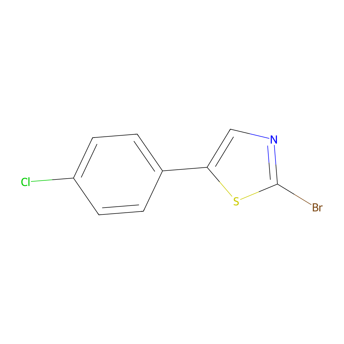 2-Bromo-5-(4-chlorophenyl)-1,3-thiazole molecular structure, CAS 1353856-05-9