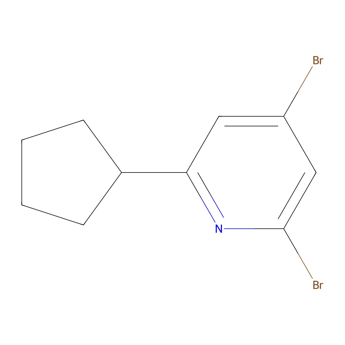2,4-Dibromo-6-cyclopentylpyridine molecular structure, CAS 1353856-06-0
