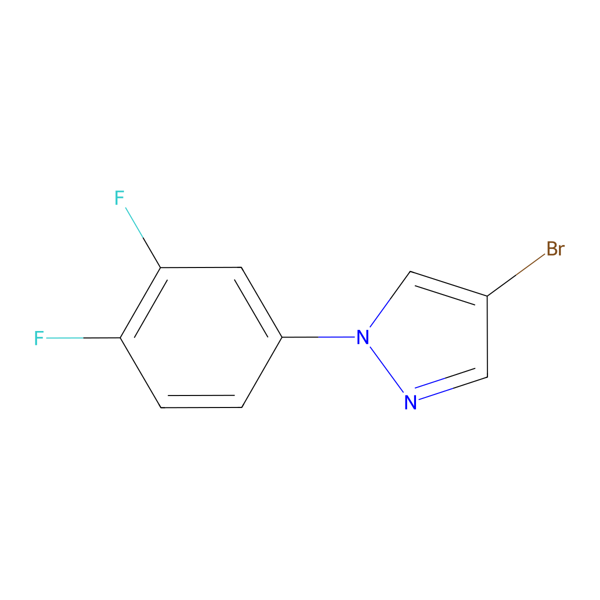 4-Bromo-1-(3,4-difluorophenyl)-1H-pyrazole molecular structure, CAS 1353856-07-1
