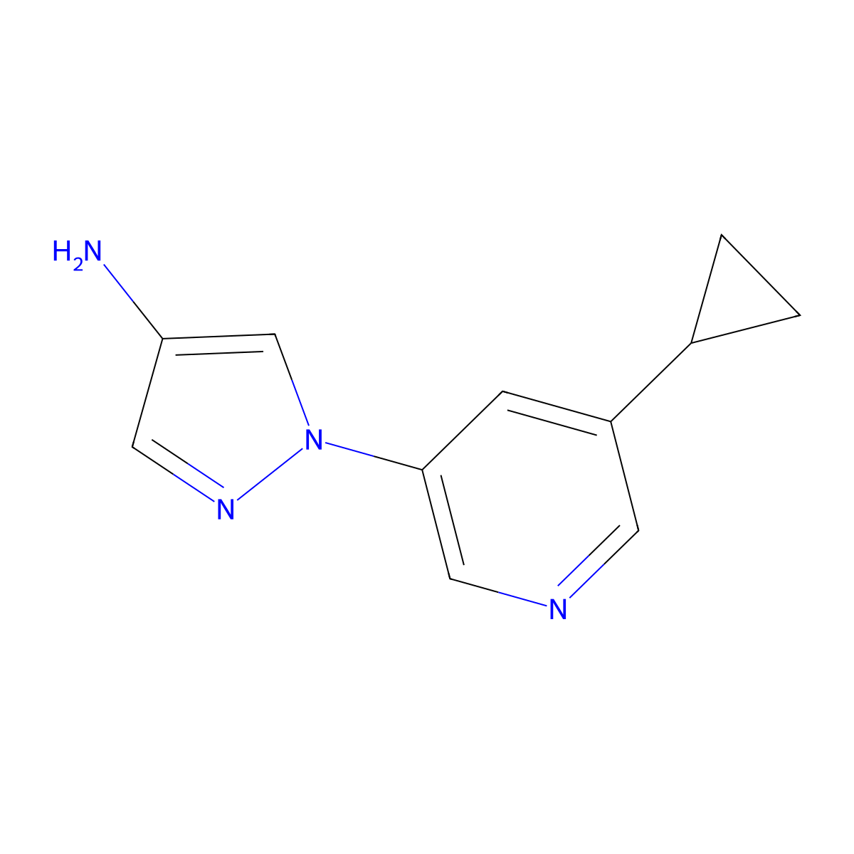 4-Amino-1-(5-cyclopropyl-3-pyridyl)pyrazole molecular structure, CAS 1353856-09-3