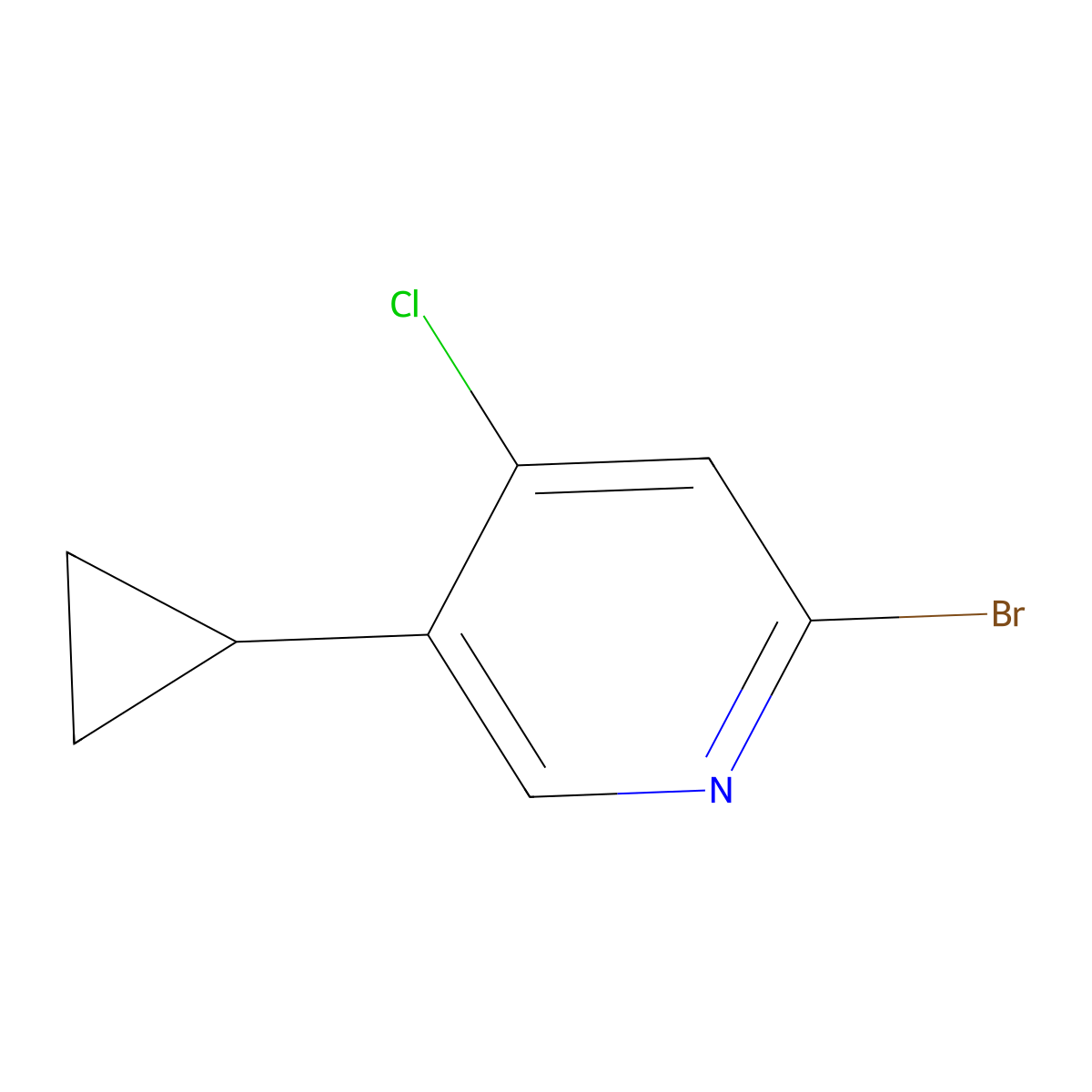 2-Bromo-4-chloro-5-cyclopropylpyridine molecular structure, CAS 1353856-10-6