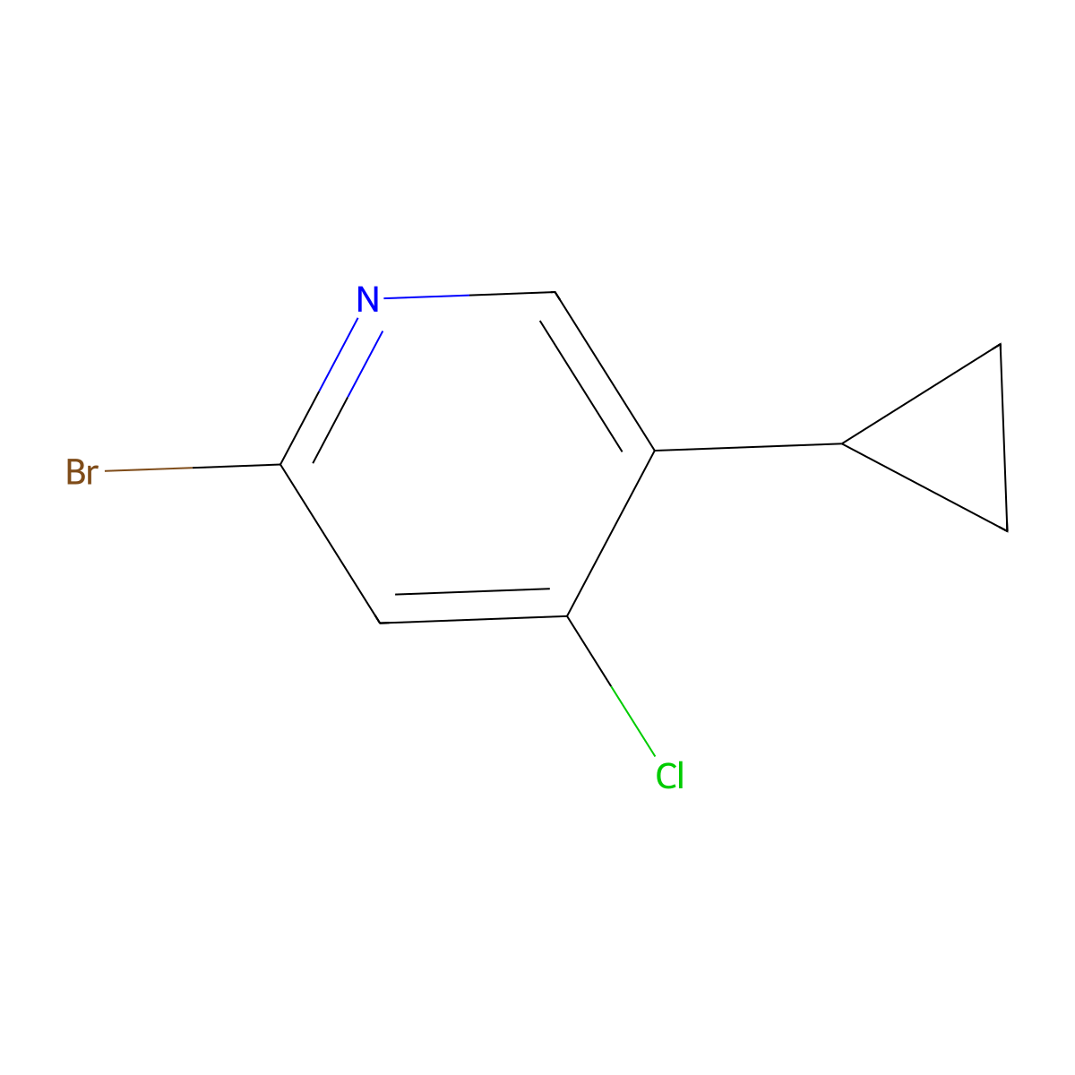 2-Bromo-4-chloro-5-cyclopropylpyridine molecular structure, CAS 1353856-10-6