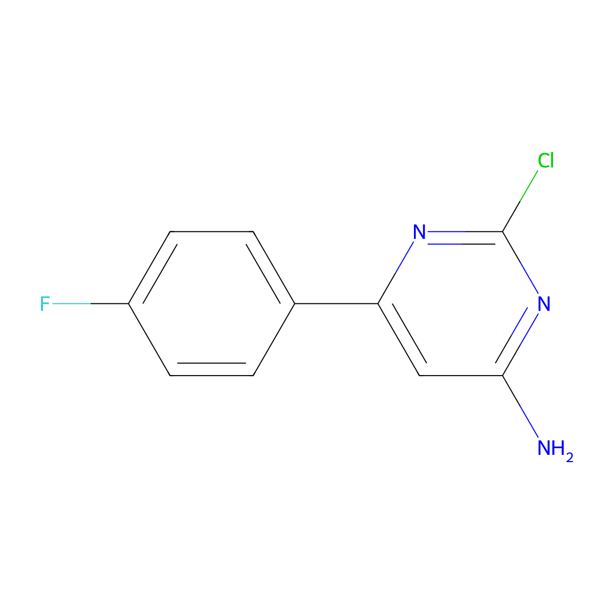2-Chloro-4-amino-6-(4-fluorophenyl)pyrimidine molecular structure, CAS 1353856-21-9
