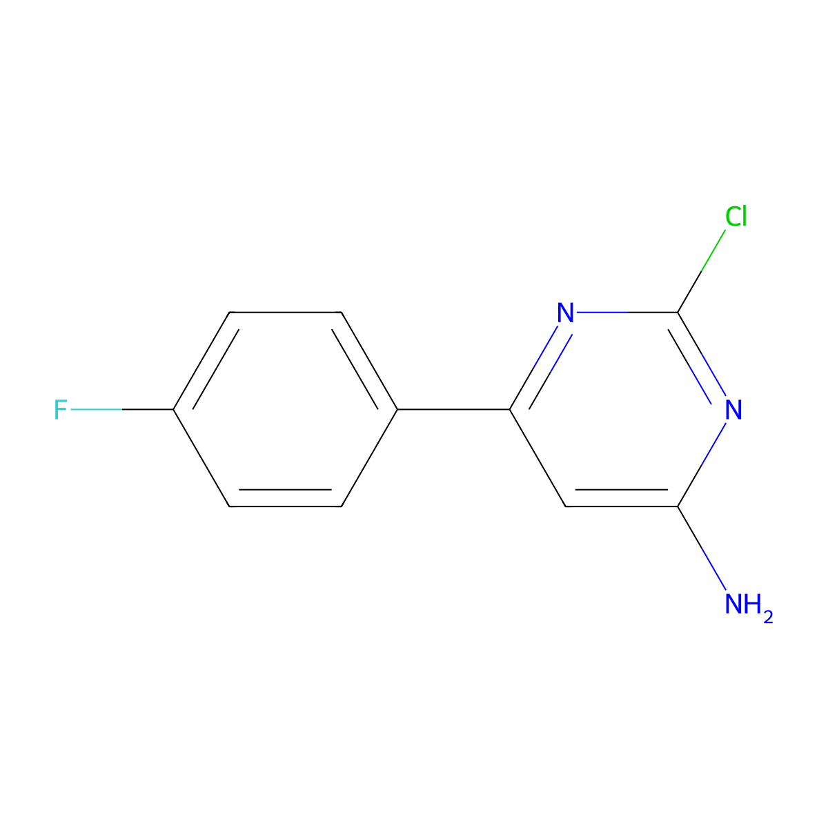 2-Chloro-4-amino-6-(4-fluorophenyl)pyrimidine molecular structure, CAS 1353856-21-9
