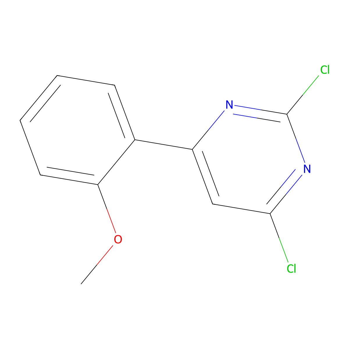 2,4-Dichloro-6-(2-methoxyphenyl)pyrimidine molecular structure, CAS 1353856-29-7