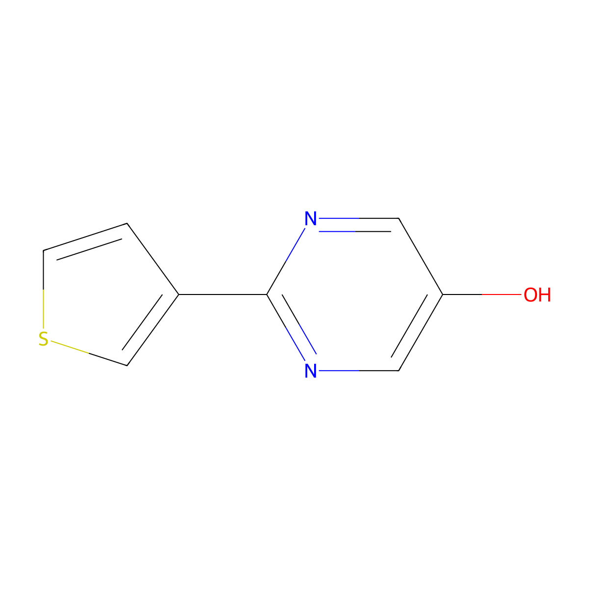 5-Pyrimidinol, 2-(3-thienyl)- molecular structure, CAS 1353856-30-0