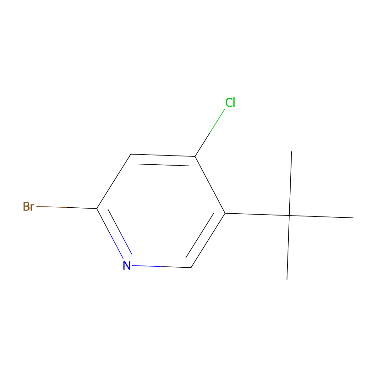 2-Bromo-4-chloro-5-(tert-butyl)pyridine molecular structure, CAS 1353856-31-1
