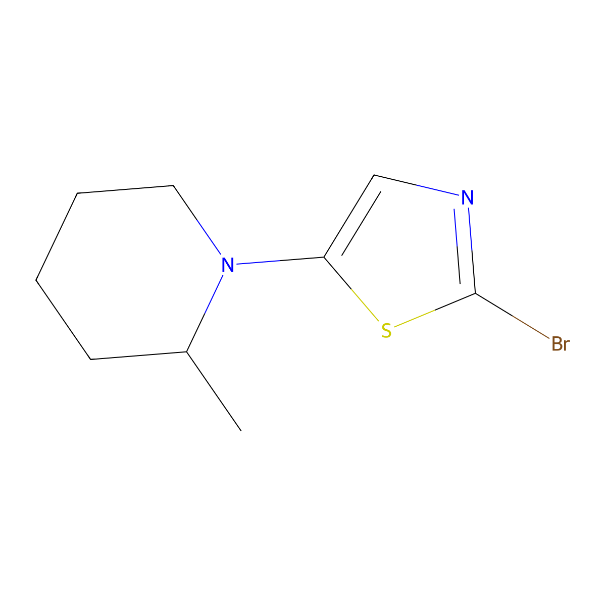 2-Bromo-5-(2-methylpiperidin-1-yl)thiazole molecular structure, CAS 1353856-35-5