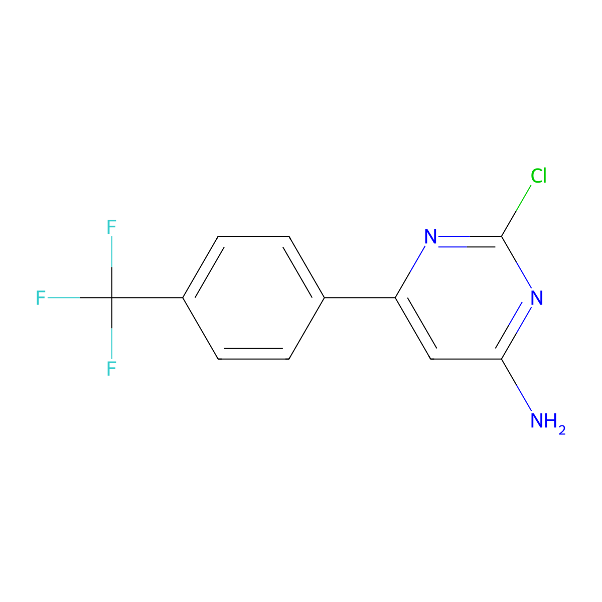 2-Chloro-4-amino-6-(4-trifluoromethylphenyl)pyrimidine molecular structure, CAS 1353856-47-9
