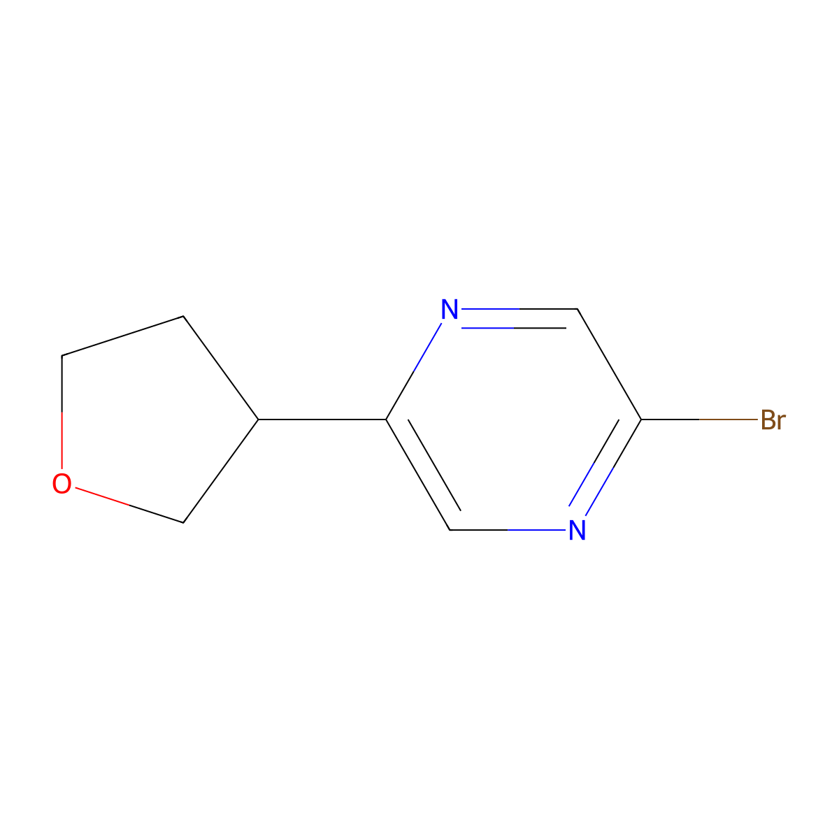 2-Bromo-5-(oxolan-3-yl)pyrazine molecular structure, CAS 1353856-54-8