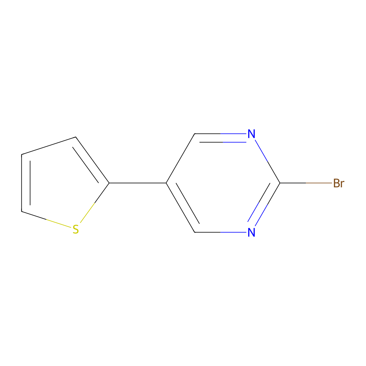2-Bromo-5-(2-thienyl)pyrimidine molecular structure, CAS 1353856-58-2